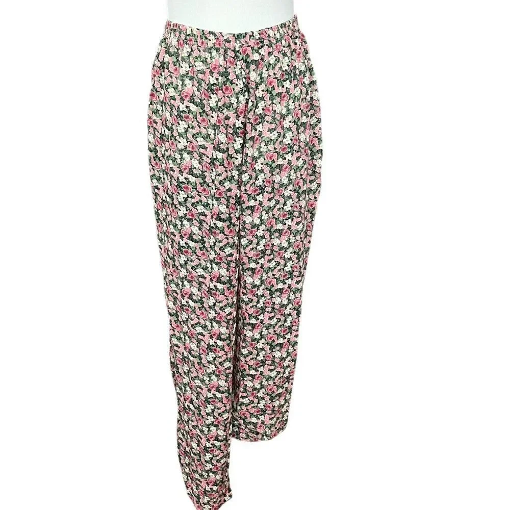 Vintage 90’s Bonjour Lightweight Floral Pull on Pants M